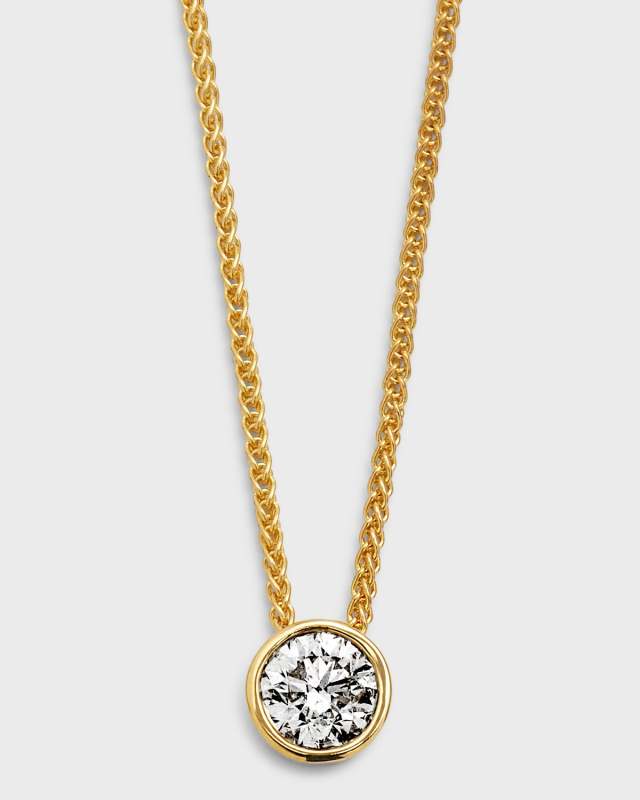 18K Yellow Gold Bezel Diamond Slider Pendant, 0.50tcw