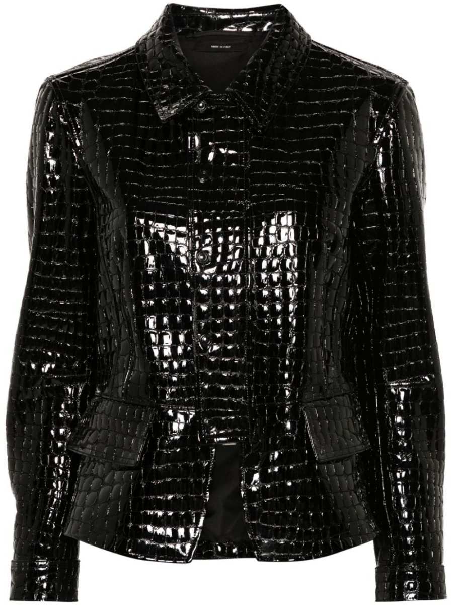 patent-finish leather jacket