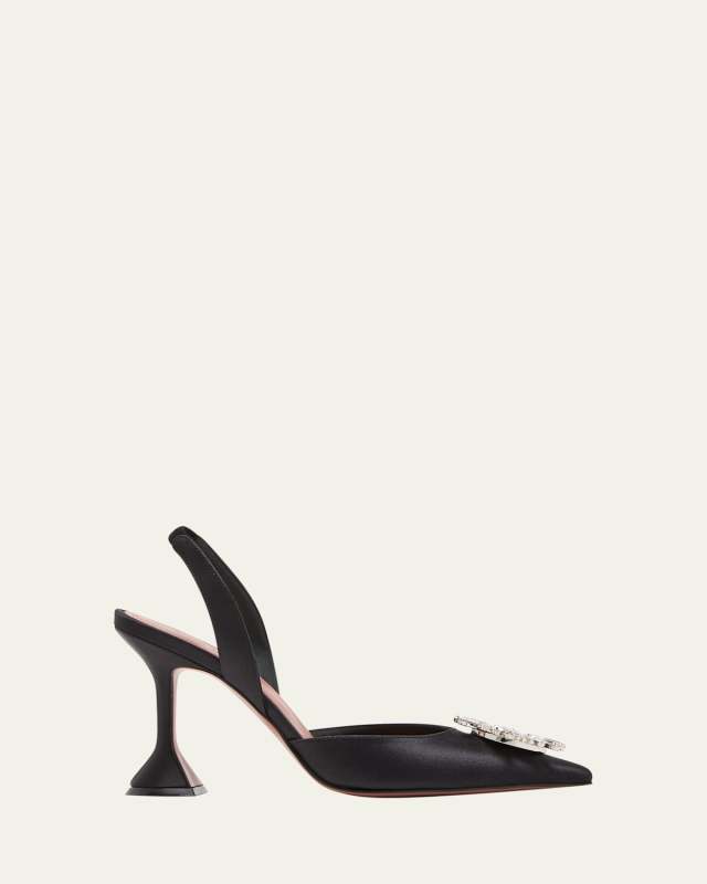 Begum Satin Crystal Slingback Pumps