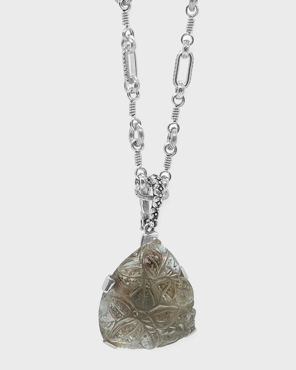 Carved Phantom Quartz Toggle Necklace
