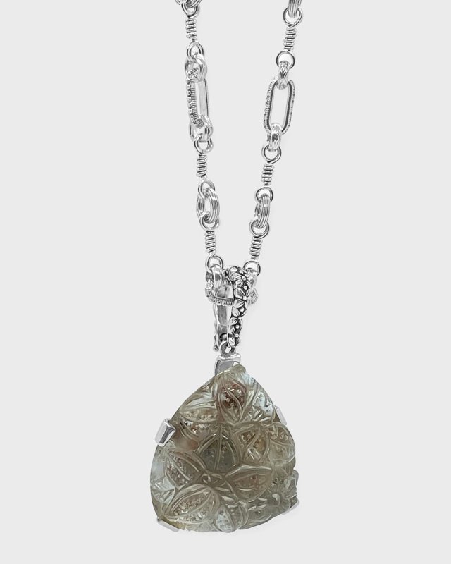 Carved Phantom Quartz Toggle Necklace