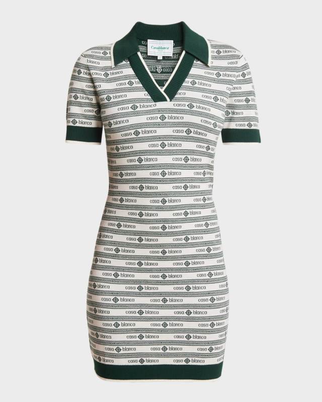 Logo-Print Merino Wool Polo Dress
