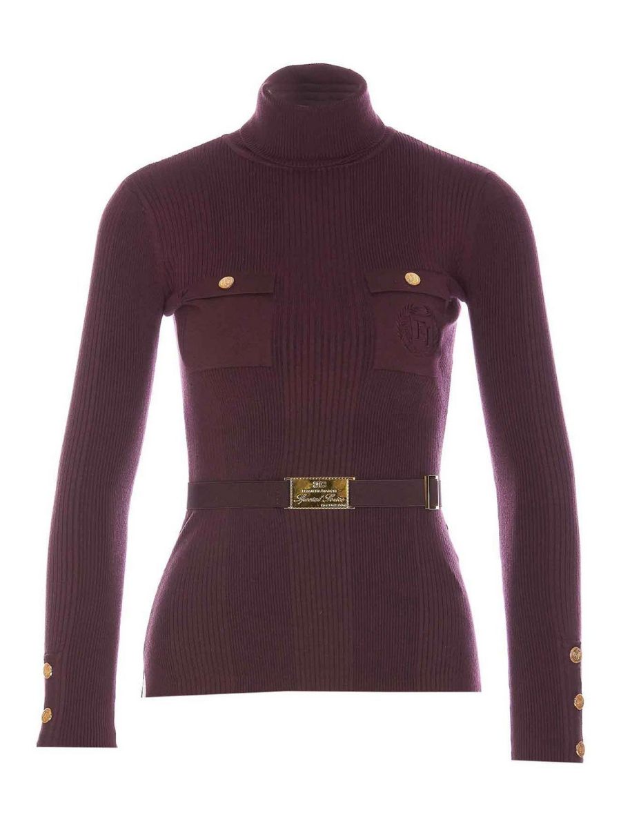 Elisabetta Franchi Pull Col Rond - Rouge