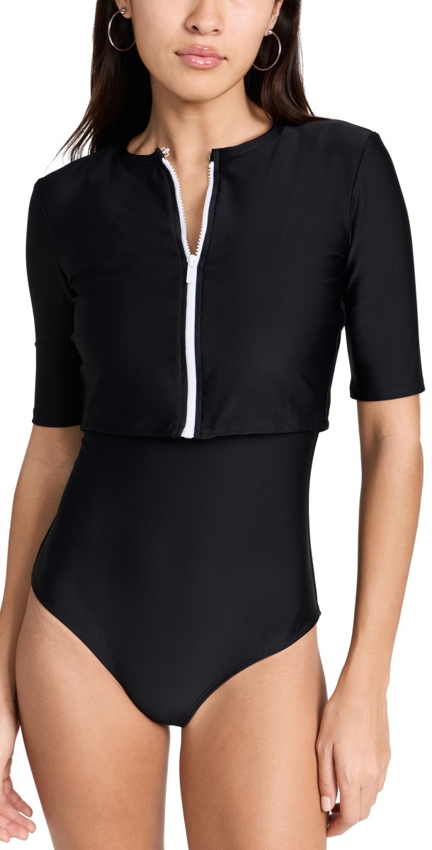 Cover Cropped Zip Top Black