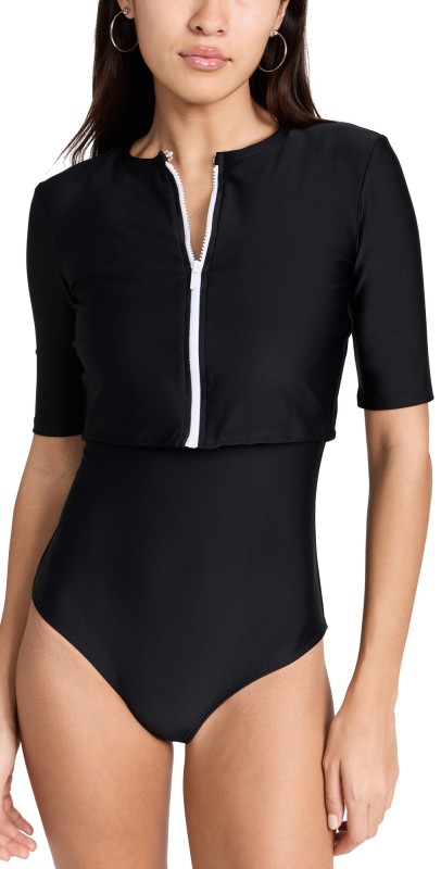 Cover Cropped Zip Top Black