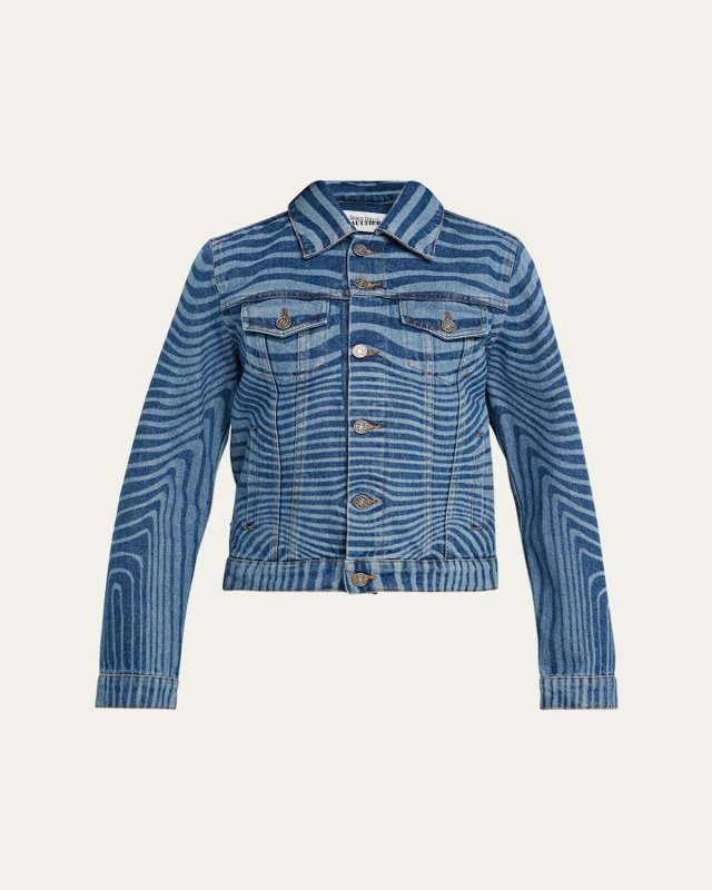 Body Morphing Laser Print Denim Jacket