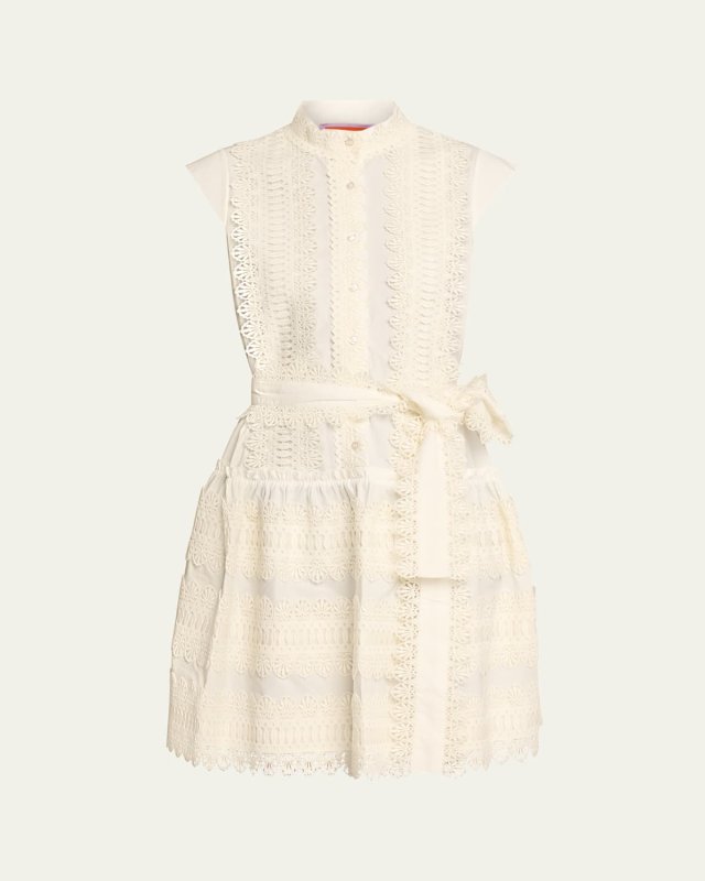 Corelli Bobbin Lace Self-Tie Mini Dress