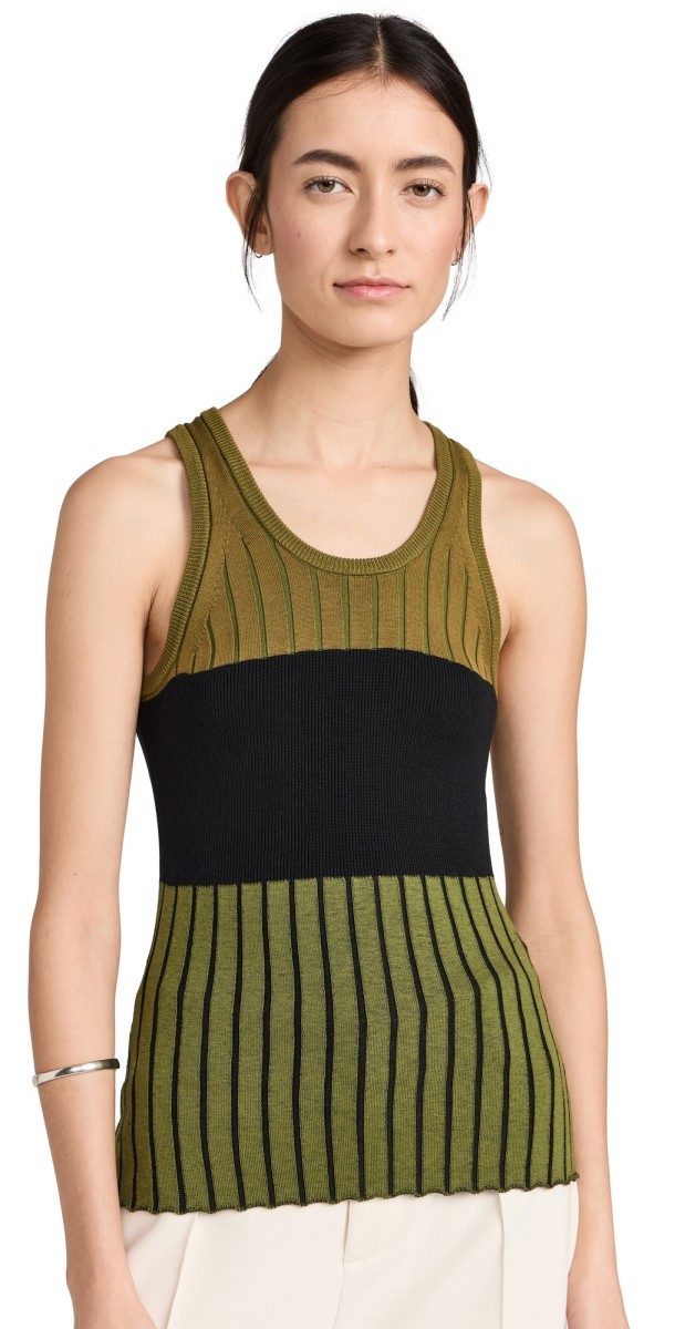 Proenza Schouler White Label Parker Shirt In Layering Ribs Oliveulti