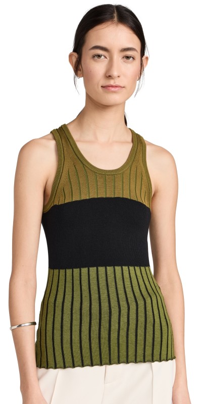 Proenza Schouler White Label Parker Shirt In Layering Ribs Oliveulti