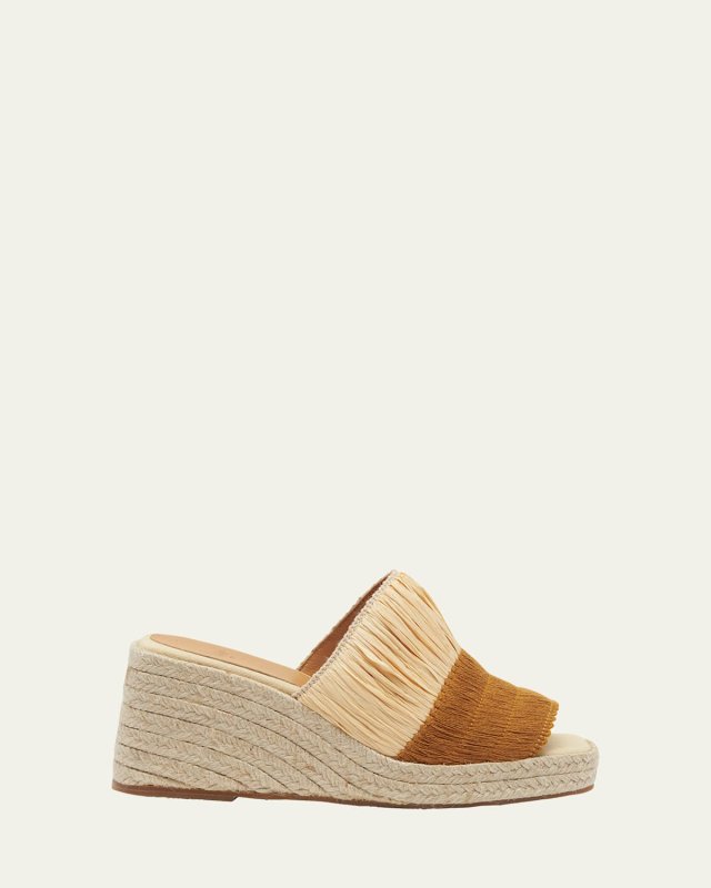 Tonia Bicolor Raffia Wedge Espadrilles