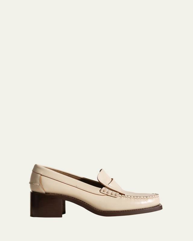 Sineu Leather Heeled Penny Loafers