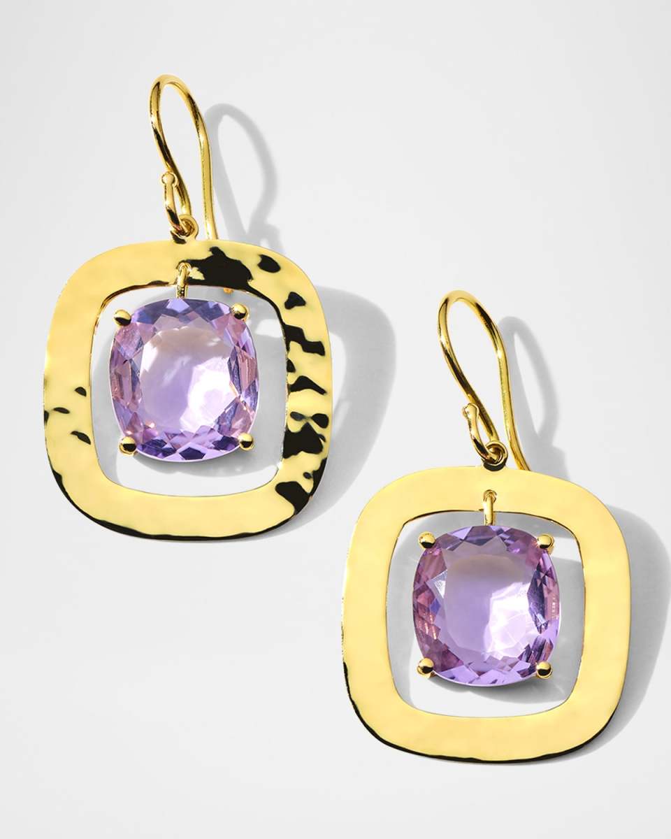 Rock Candy Rainbow Crinkle Medium Amethyst Earrings in 18K Gold