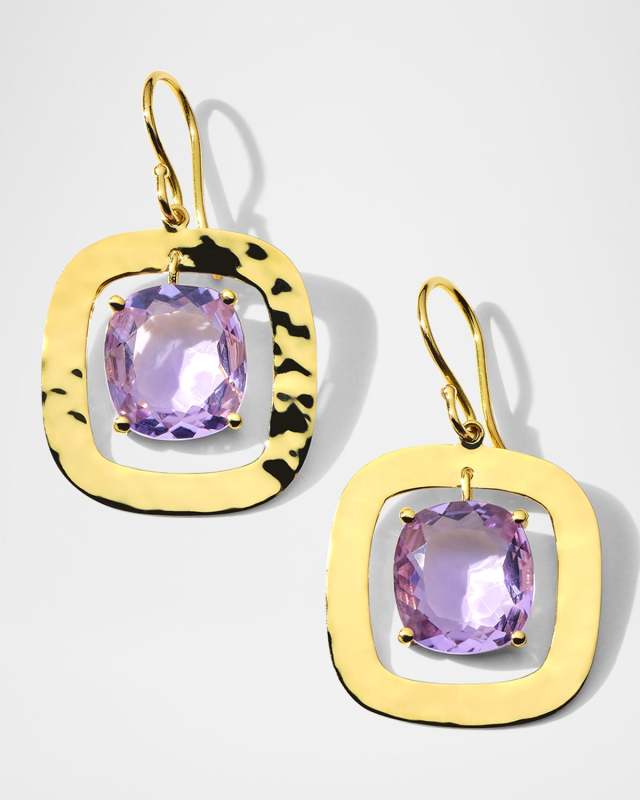 Rock Candy Rainbow Crinkle Medium Amethyst Earrings in 18K Gold