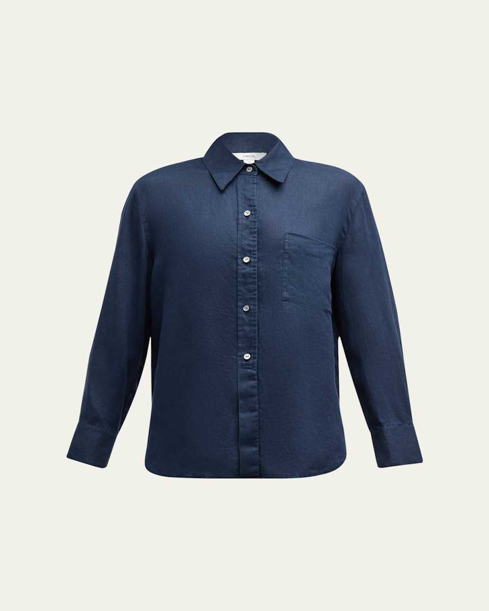 Easy Silk Long-Sleeve Button-Front Shirt