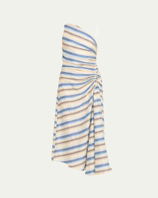 Carolyn Stripe One-Shoulder Maxi Dress