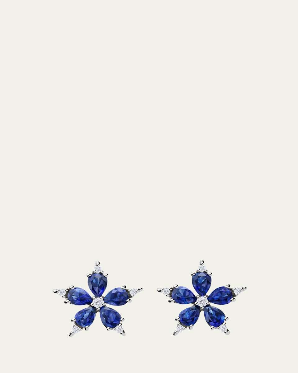 18k White Gold Stellanise Diamond and Sapphire Stud Earrings