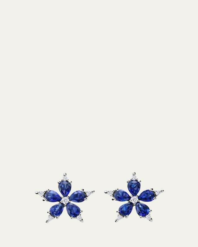 18k White Gold Stellanise Diamond and Sapphire Stud Earrings