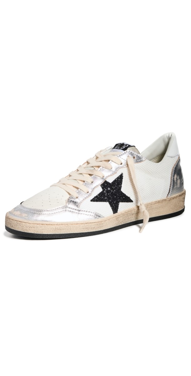 Golden Goose Ball Star Sneakers White/Black/Silver/Coral