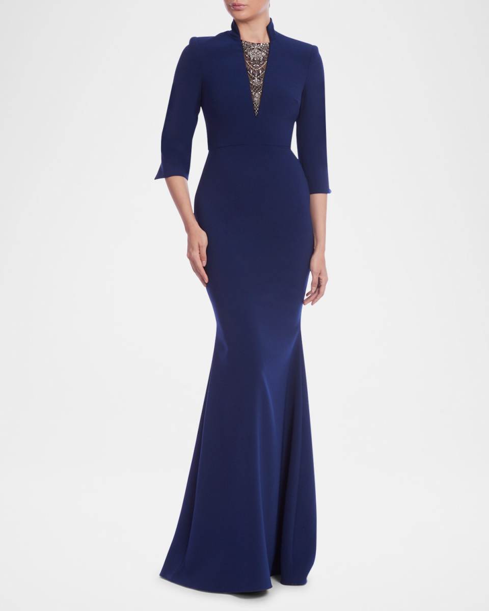 Beaded-Insert Trumpet Gown