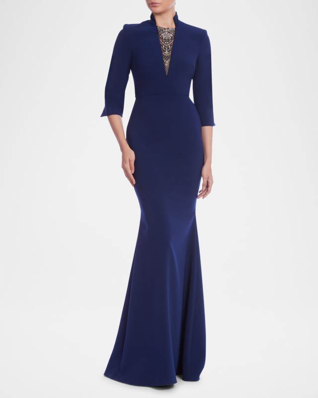 Beaded-Insert Trumpet Gown