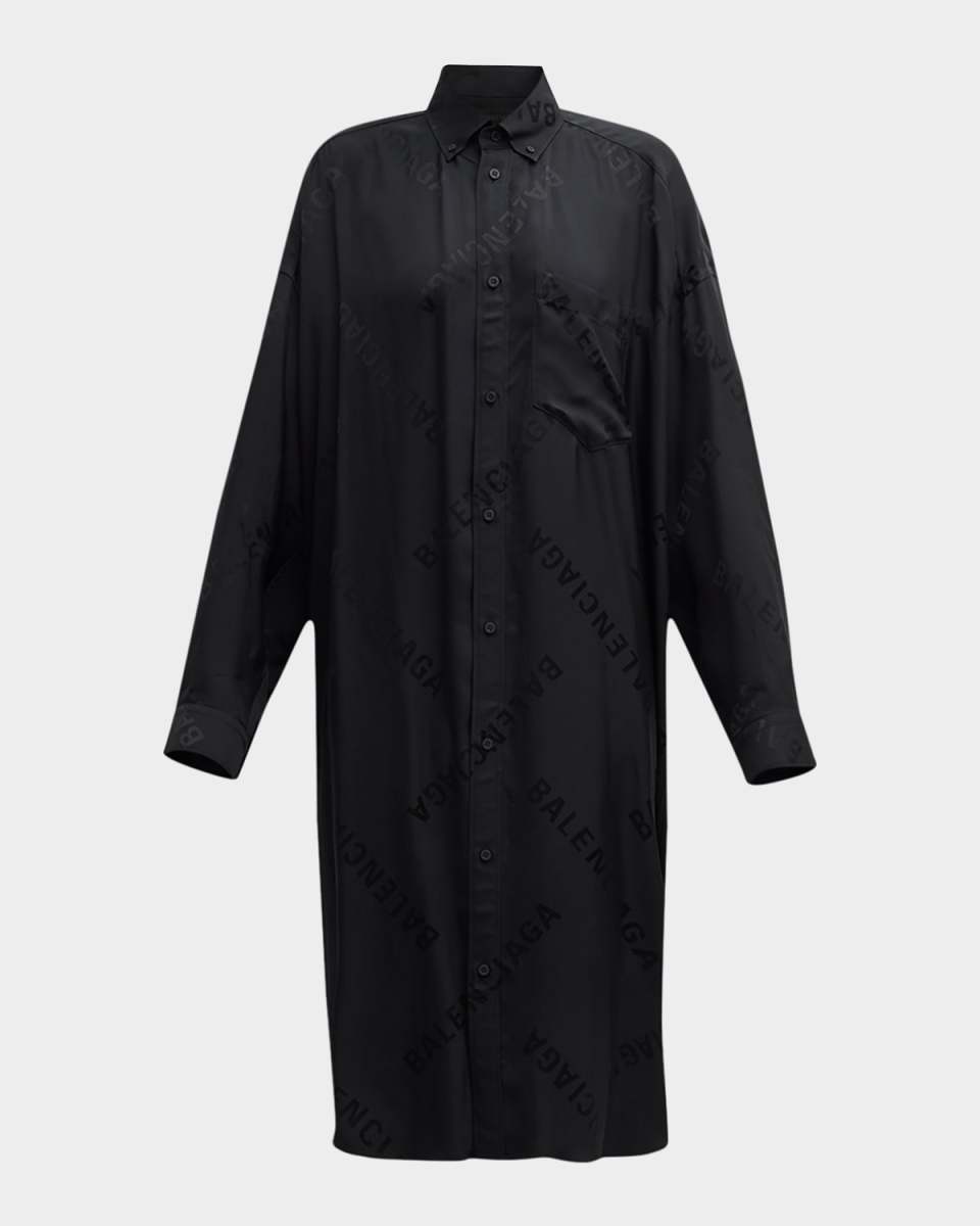 Bal Diagonal Allover Long Sleeve Cocoon Dress