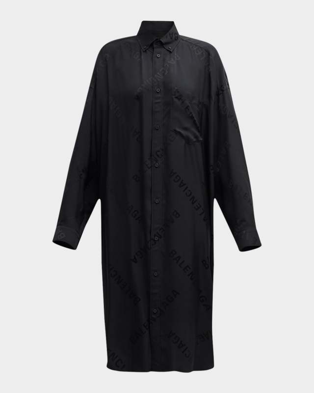 Bal Diagonal Allover Long Sleeve Cocoon Dress