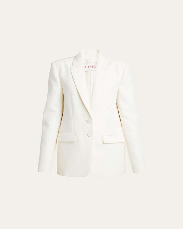 Tonal Logo Wool Blazer
