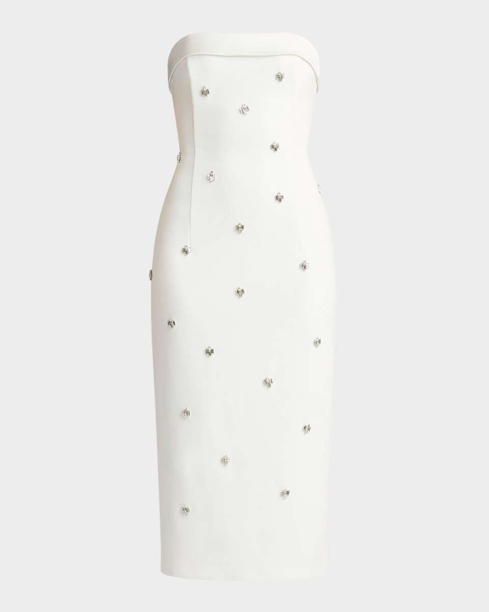 Crystal-Embellished Tuxedo Midi Dress