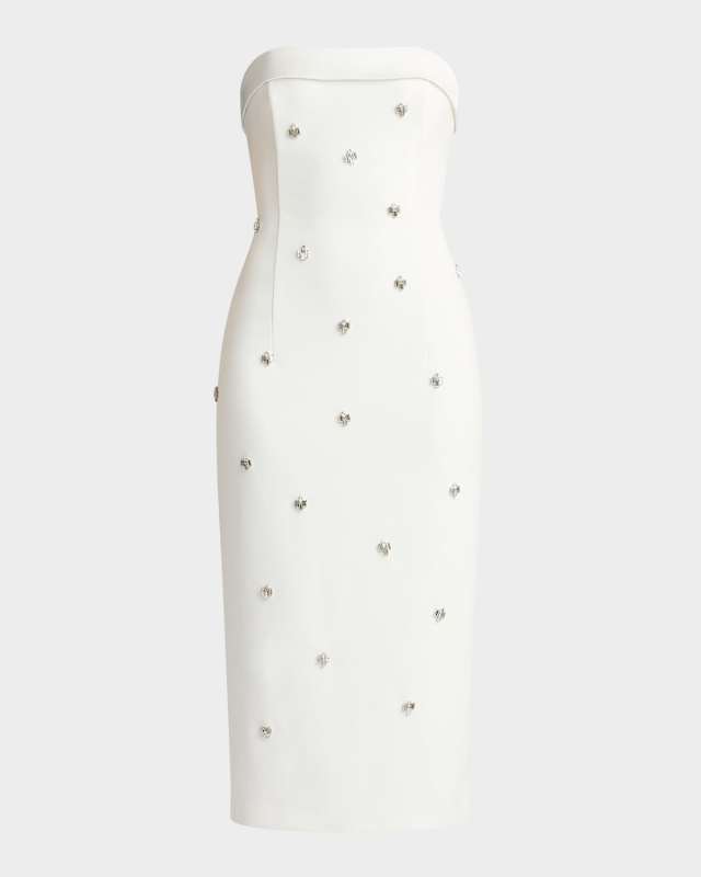 Crystal-Embellished Tuxedo Midi Dress