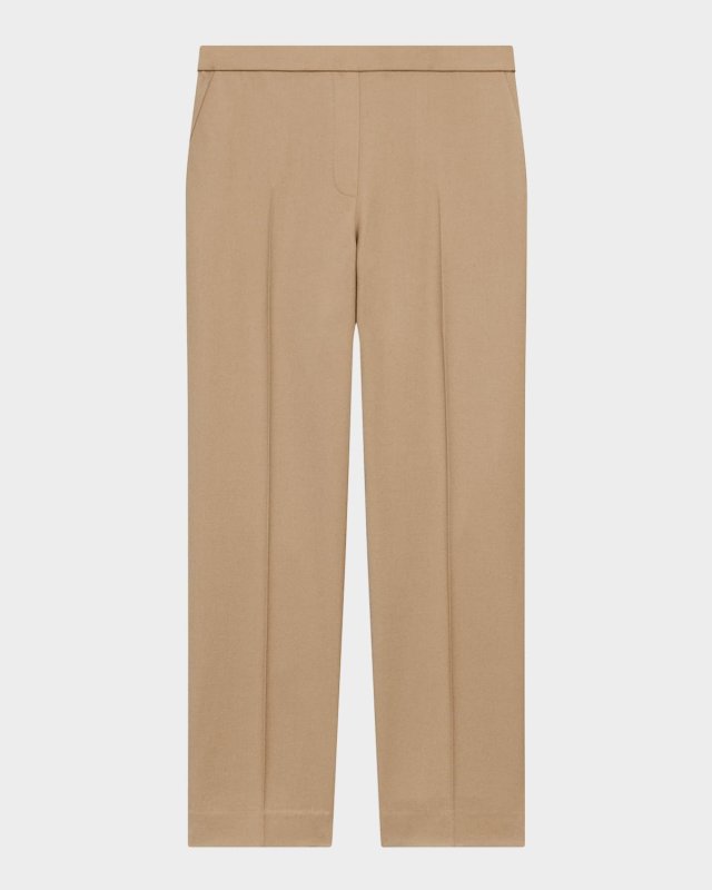 Treeca Virgin Wool Flannel Cropped Pull-On Pants