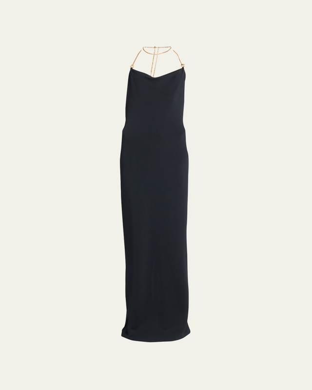 Backless Column Gown with Chain Detai