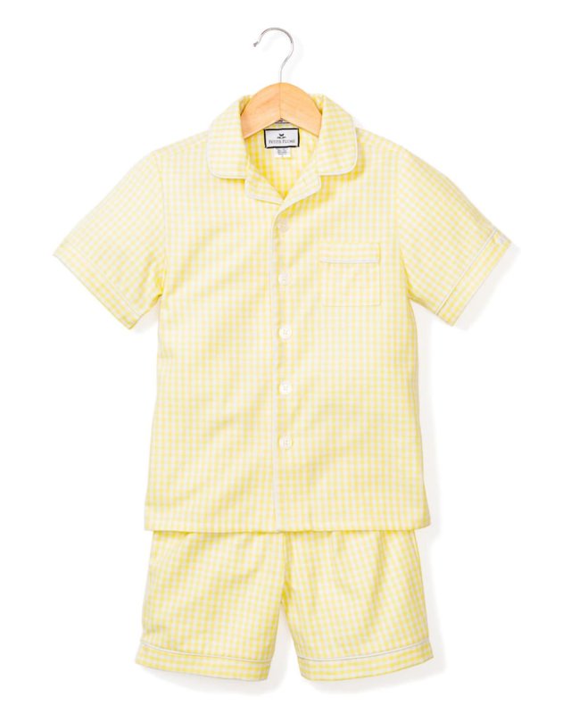 Kid's Gingham 2-Piece Pajama Shorts Set, Size 6M-14