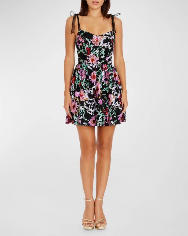 Kaitrin Floral Sequin Mini Dress