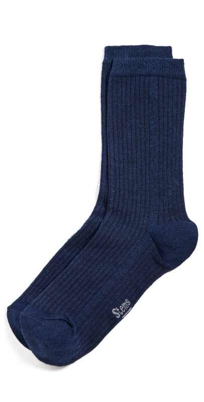 Stems Cashmere Crew Socks Navy