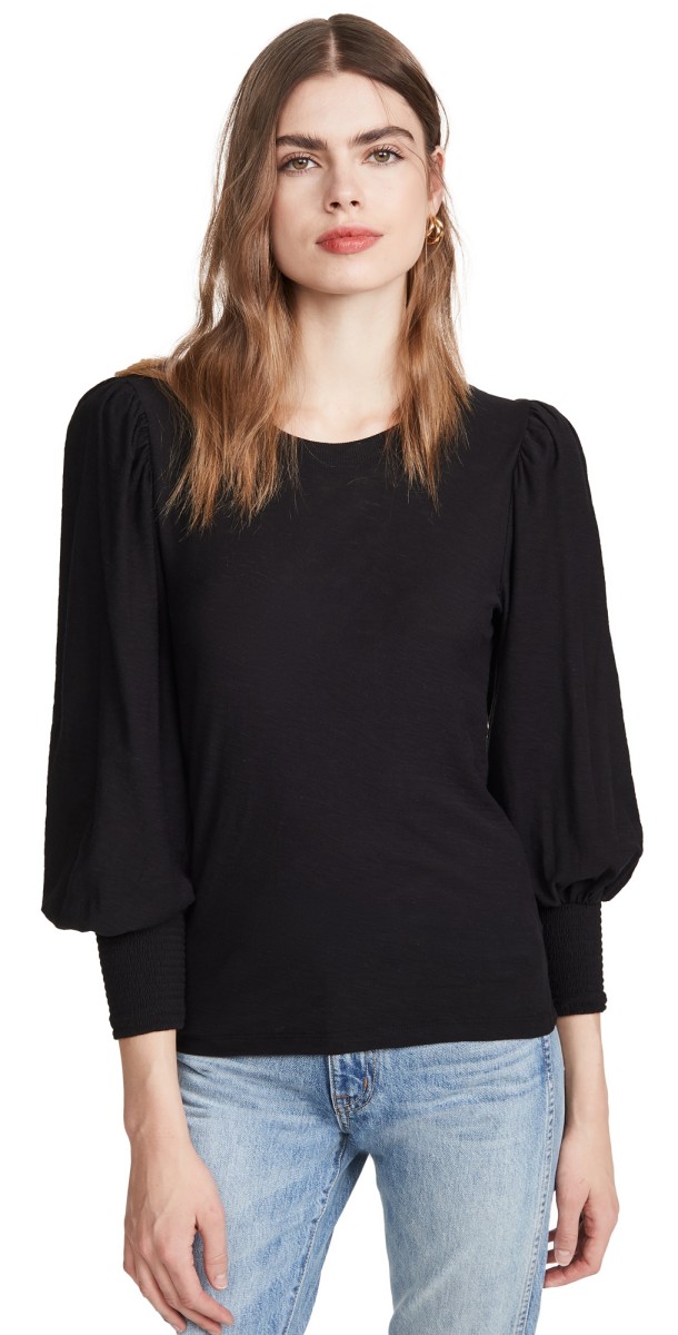 Nation LTD Loren Smocked Tee Black