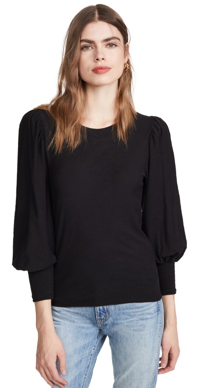 Nation LTD Loren Smocked Tee Black
