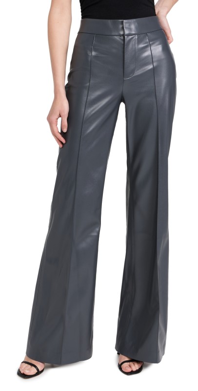 alice + olivia Dylan Vegan Leather Pants Charcoal