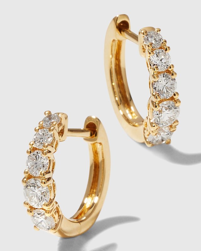 18k Yellow Gold Small Diamond Huggie Earrings
