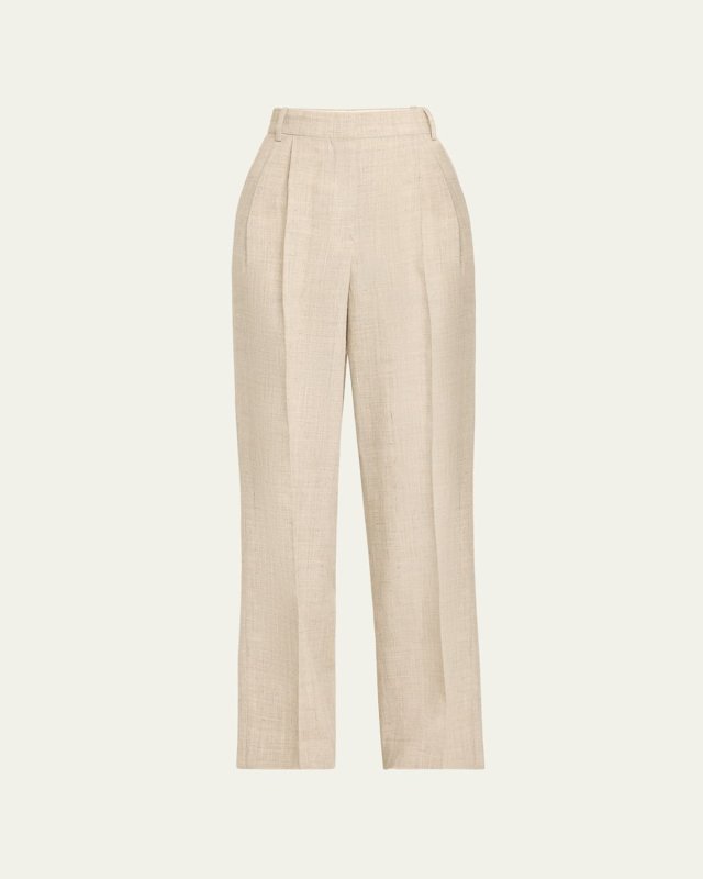 Pleated Wide-Leg Trousers