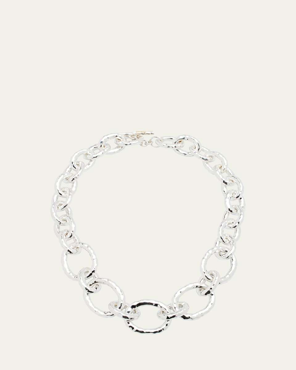 Short Hammered Bastille Necklace in Sterling Silver