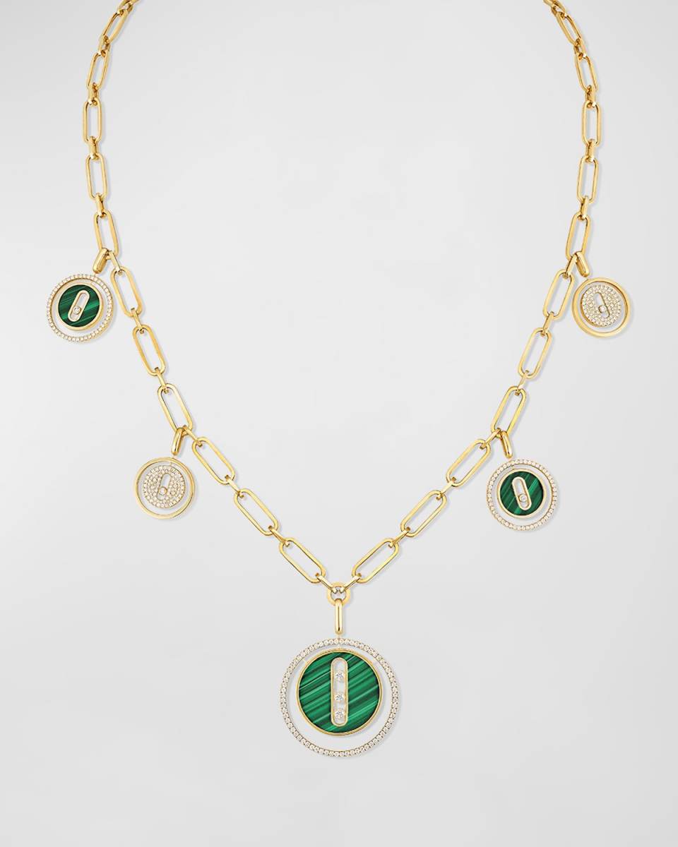 Lucky Move 18K Yellow Gold Malachite Charm Necklace