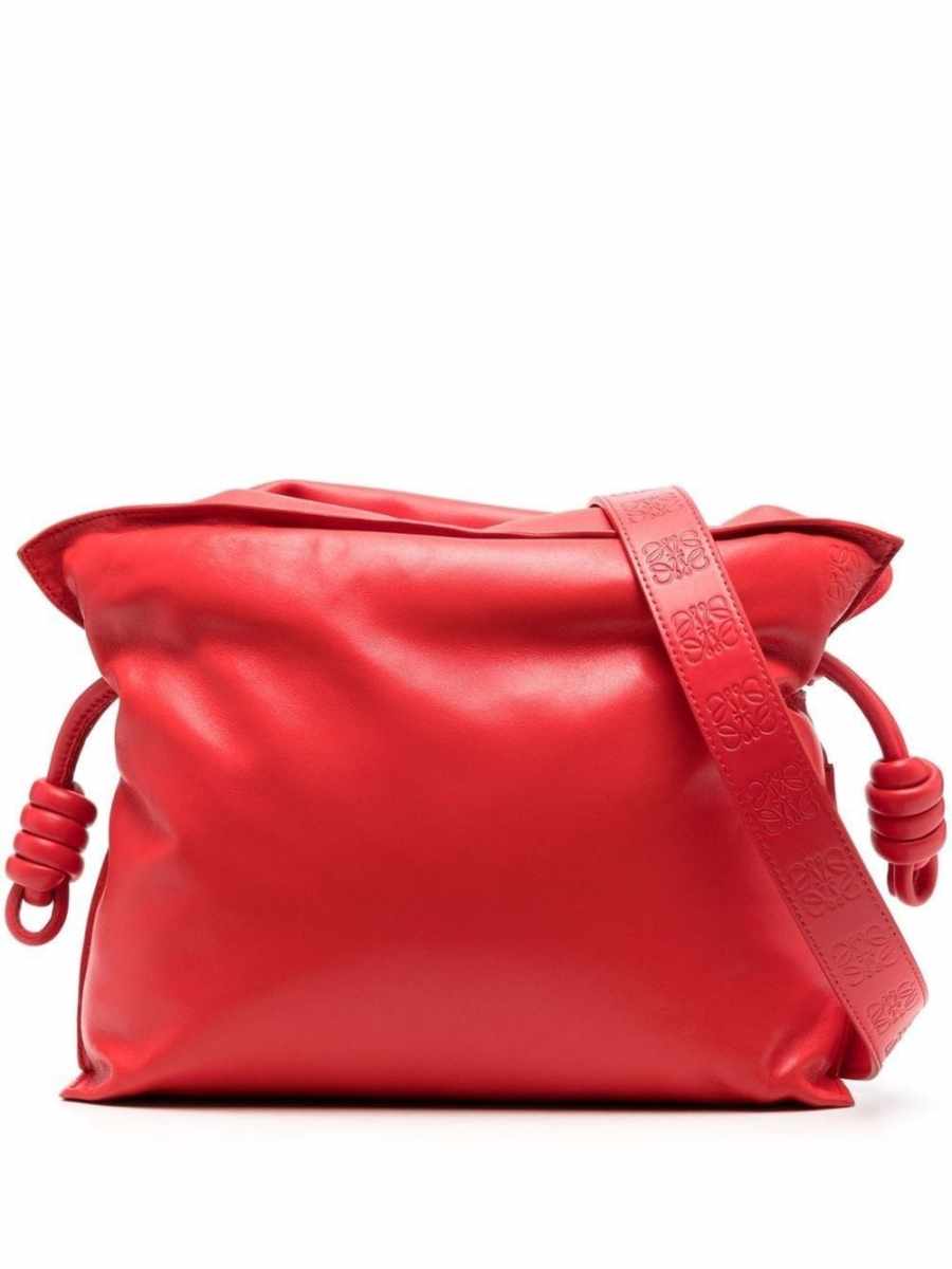 embossed-logo leather shoulder bag