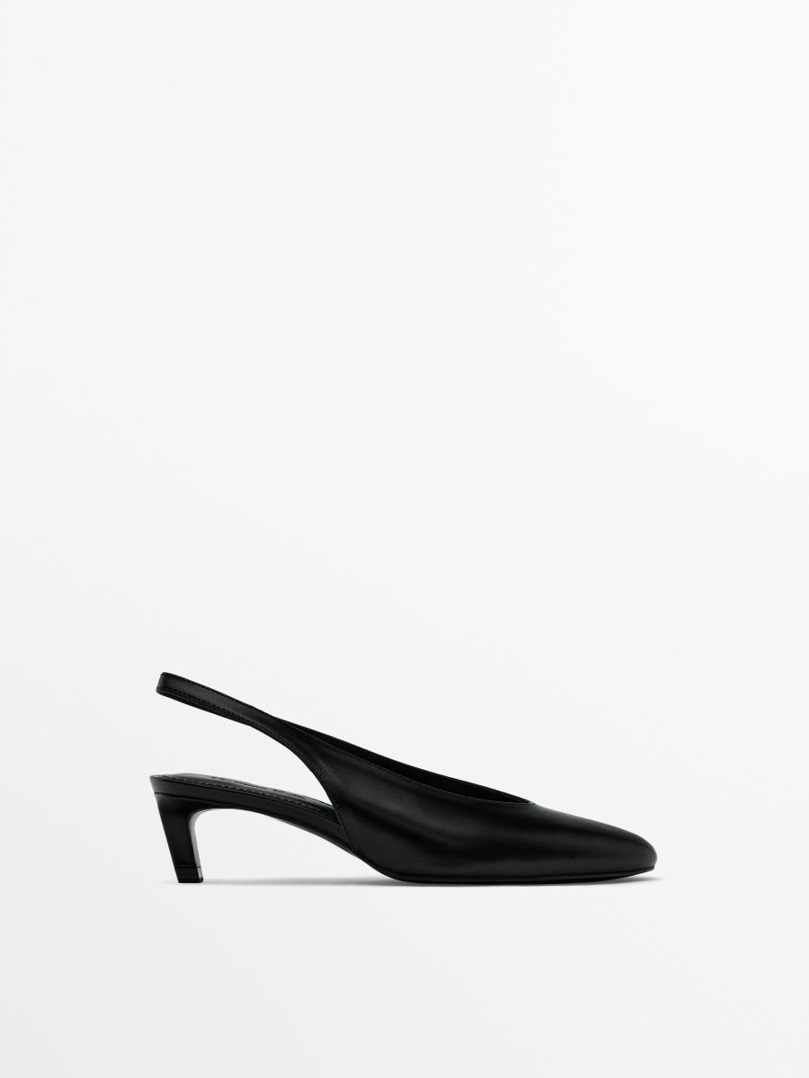 Massimo Dutti ROUND TOE SLINGBACK HEELED SHOES