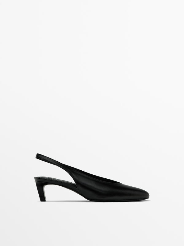 Massimo Dutti ROUND TOE SLINGBACK HEELED SHOES