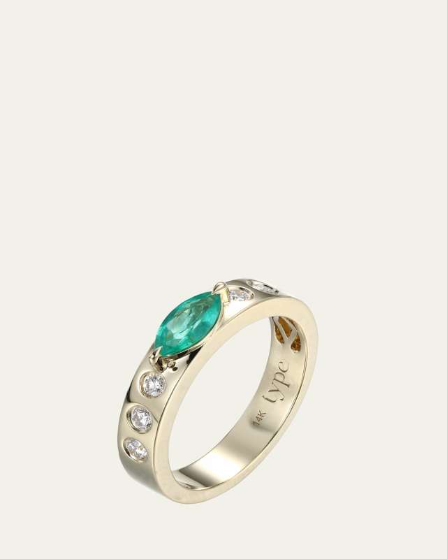 Leggo ID Diamond and Emerald Marquise Ring