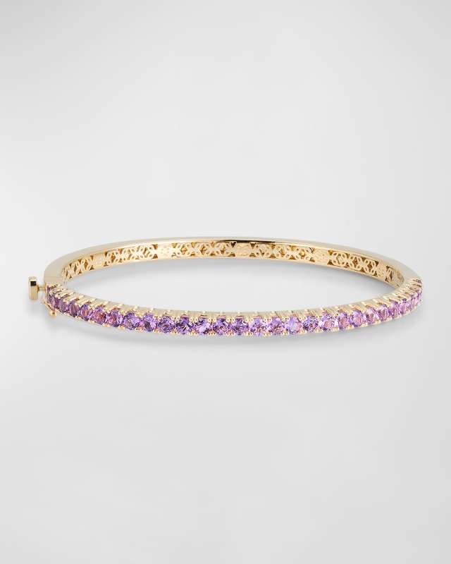 14K Gold Pave Amethyst Bangle Bracelet