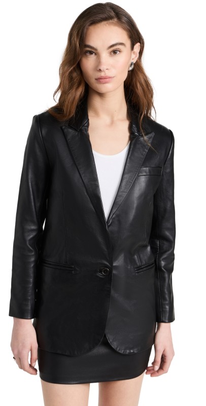 SPRWMN Leather Blazer Black