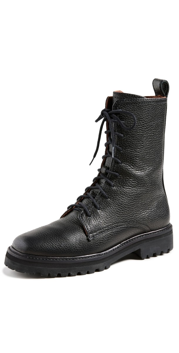 Reformation Katya Combat Boots Black Tumbled