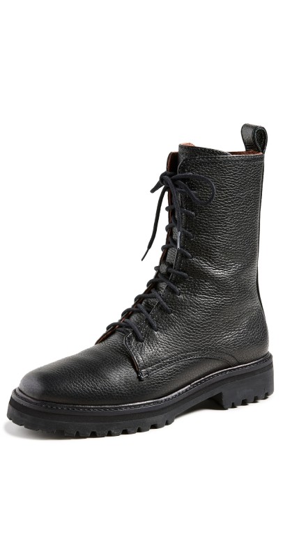 Reformation Katya Combat Boots Black Tumbled