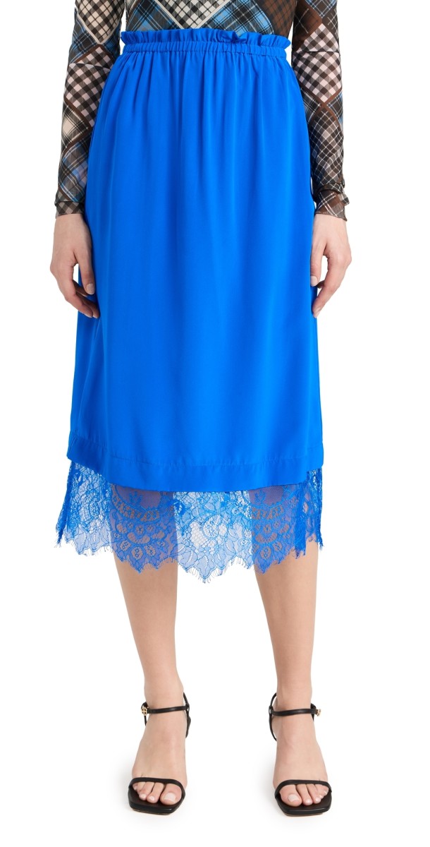 Sea Lorraine Lace Combo Slip Skirt Cobalt